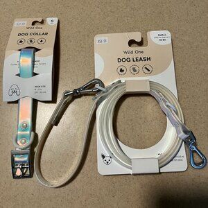 Wild One Adjustable Waterproof Flex-Poly Nylon Dog Collar & Leash Lunar S Small